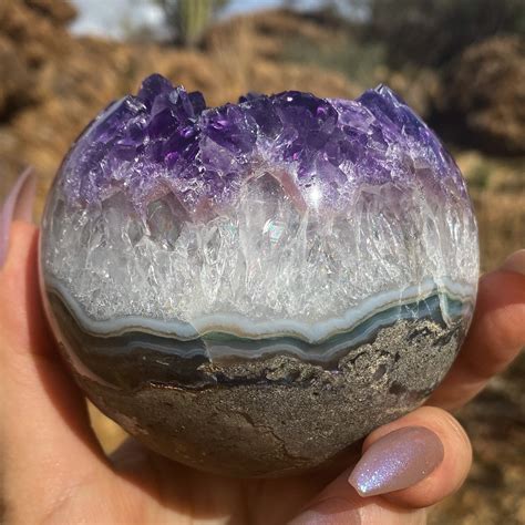 Amethyst Agate Geode Sphere