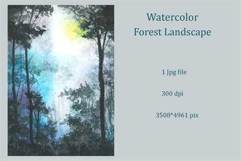 Watercolor Forest Landscape Graphic by yuliamirgalimova · Creative Fabrica