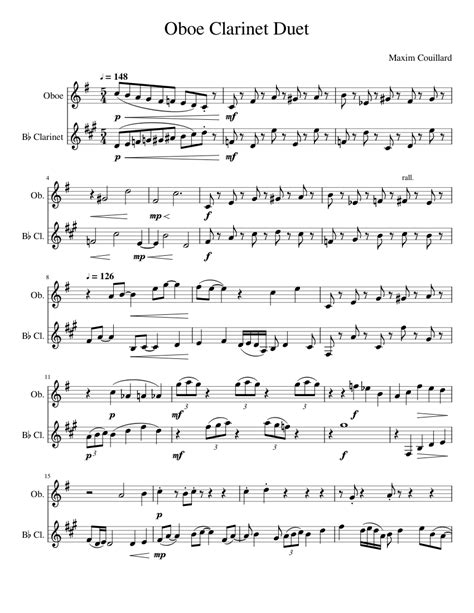 Oboe Clarinet Duet Sheet music for Oboe, Clarinet in b-flat (Woodwind Duet) | Musescore.com