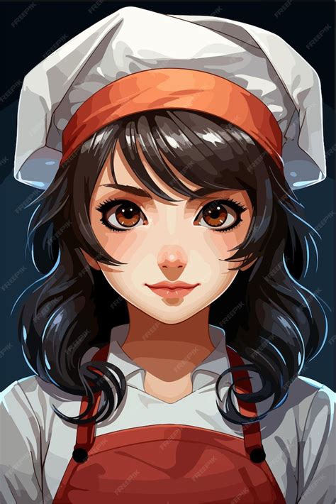 Premium Vector | Anime girl as chef cute and young female chef