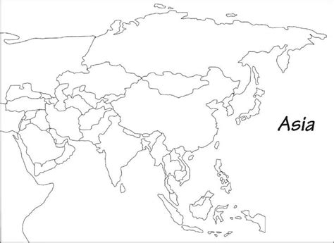 Blank Map of Asia | Printable Outline Map of Asia | WhatsAnswer | World map printable, Asia map ...