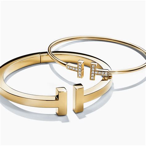 #tiffanyt designs—like this 18k gold tiffany t square bracelet and wire bracelet with diamonds ...