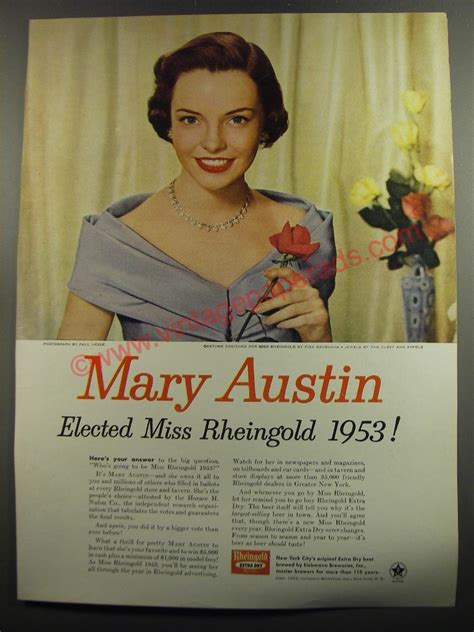 1952 Rheingold Beer Ad - Mary Austin Elected Miss Rheingold