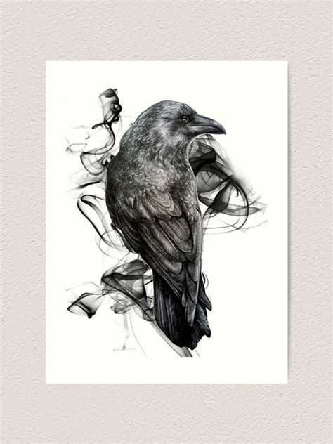 "crow gothic bird raven realism drawing sketch tattoo" Art Print for ...