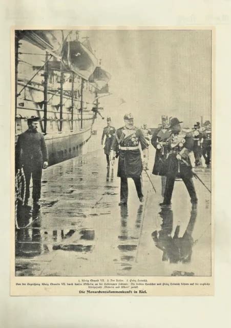 KAISER WILHELM II and King Edward VII in Kiel 1906 - old print portrait ...