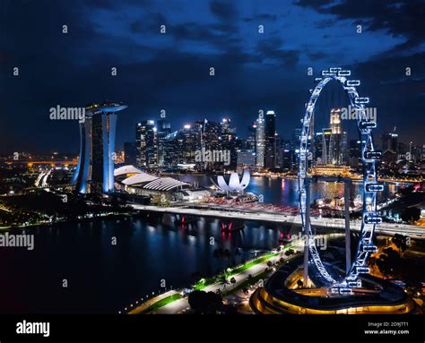 Beautiful view of Singapore night. Skyscrapers at the Marina Bay. Sights of Singapore Stock ...