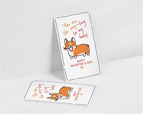 Corgi Valentine Cards for Kids, Kids Valentine Cards, Printable School ...