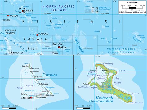 Large detailed physical map of Kiribati with all roads, cities and airports | Vidiani.com | Maps ...