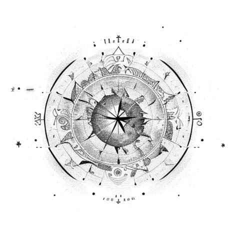 Blackwork "Celestial Map With Zodiac Signs Forming..." Tattoo Idea - BlackInk AI