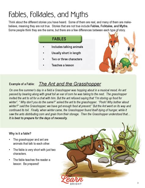 Fables, Folktales, and Myths, Free PDF Download - Learn Bright