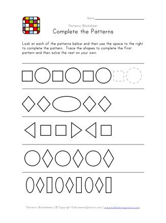 free preschool kindergarten pattern worksheets printable k5 learning ...