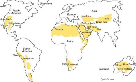 Major Deserts of World | Desert map, World