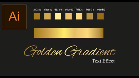 Golden gradient text effect in adobe illustrator | Adobe illustrator tutorial | Graphic Des ...