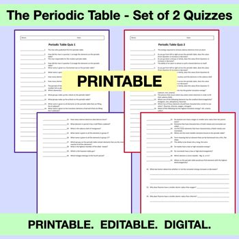 Periodic Table Quiz by Amy Brown Science | Teachers Pay Teachers