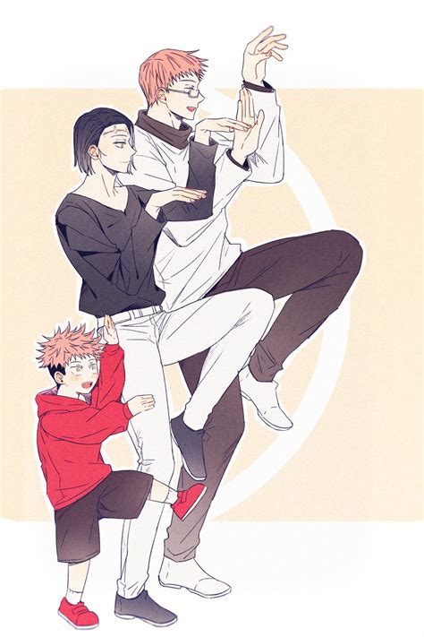 itadori yuuji, itadori jin, and yuuji's mother (jujutsu kaisen) drawn by dmsco1803 | Danbooru