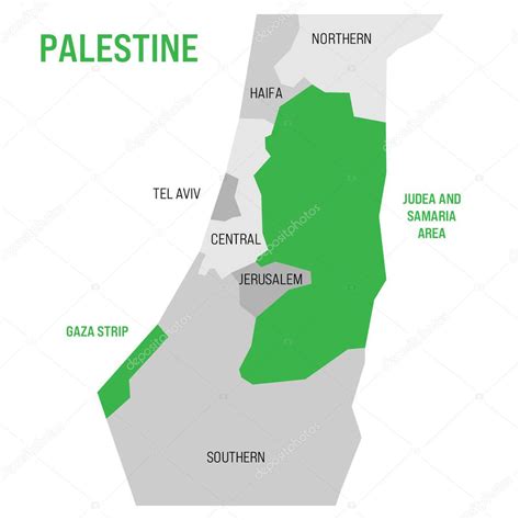 Mappa Politica Della Palestina Evidenziata Nella Mappa Israele Striscia ...