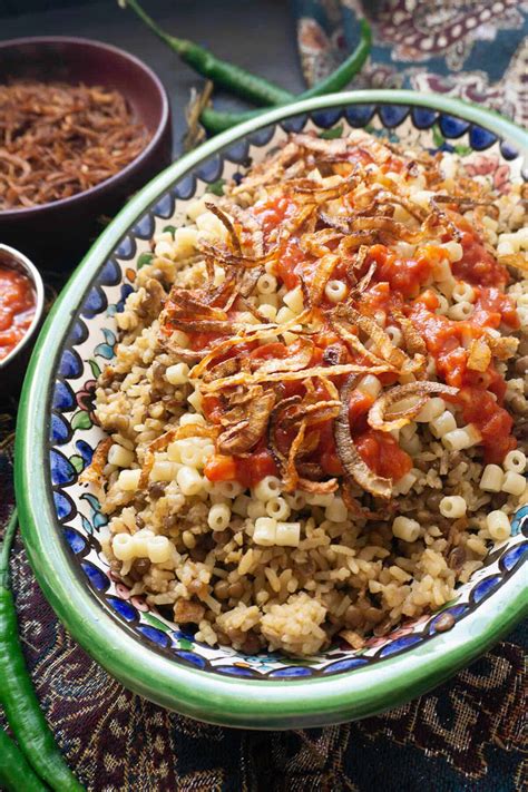 Kushari - Egyptian Rice, Lentils, and Pasta With Spicy Tomato Sauce ...