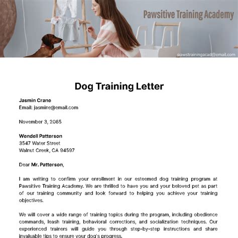 Dog Training Letter Template - Edit Online & Download Example | Template.net