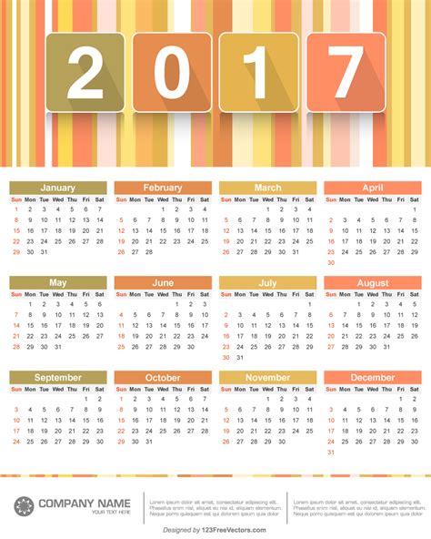2017 Calendar Template by 123freevectors on DeviantArt