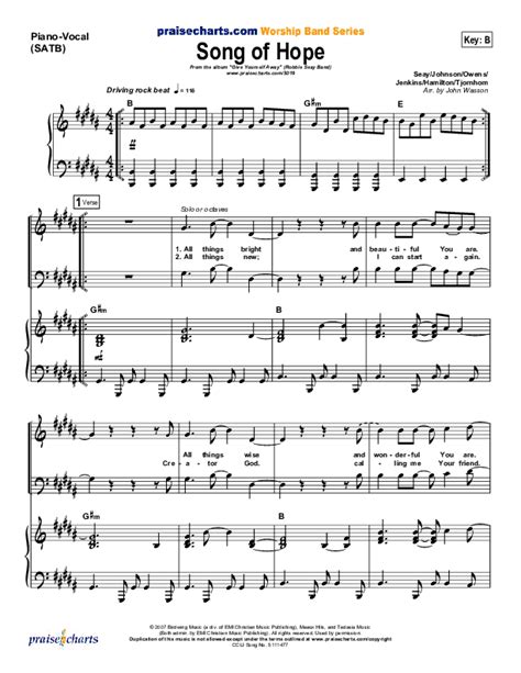 Song Of Hope Sheet Music PDF (Robbie Seay) - PraiseCharts