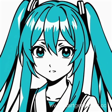 Hatsune Miku Manga Style Illustration Vibrant Digital Portrait of the Iconic Vocaloid Character ...