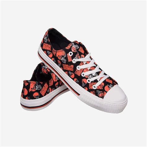 Cleveland Browns Womens Low Top Repeat Print Canvas Shoe FOCO