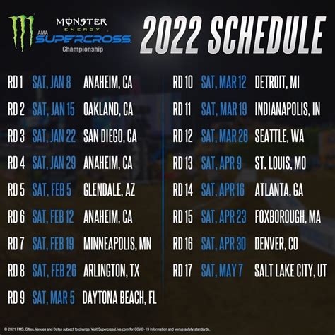 FULL 2022 SUPERCROSS SCHEDULE - MXBars.net