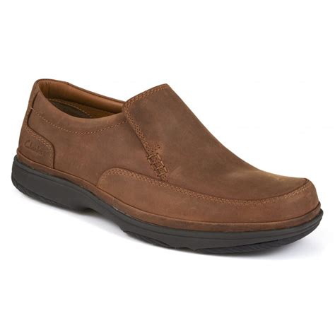 Clarks Mens Swift Step Tan Slip On Extra Wide Fitting Shoe