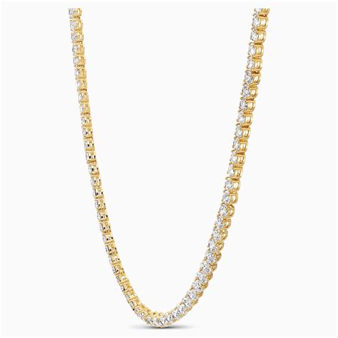 Swarovski - Tennis Deluxe All-Around Necklace Gold-Plate | Peter's of ...