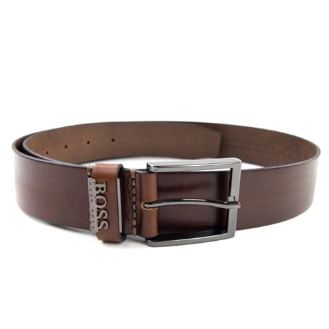 Hugo Boss Senol Leather Belt With Metal Logo Brown | ONU