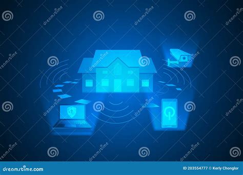 Digital Smart Home Technology Abstract Background. Stock Vector ...