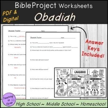 The Book of Obadiah Bible Summary Activity by Teaching to Equip | TPT