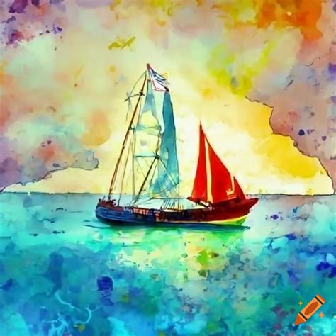 Cartoon of a sailboat braving a storm on Craiyon