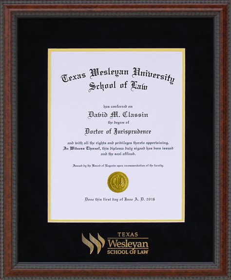 Texas Wesleyan School of Law Classic Diploma Frame: Wordyisms