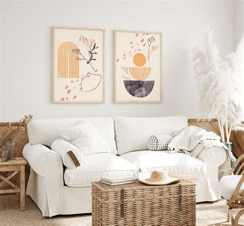 Boho Bedroom wall art set of 2 prints Living room wall art | Etsy