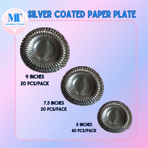 SILVER COATED ROUND PAPER PLATE DISPOSABLE PLATE 9INCH PLATE 7.5INCH PLATE 5INCH PLATE PARTY ...