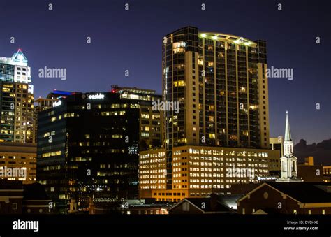 downtown Orlando Florida skyline at night Stock Photo - Alamy