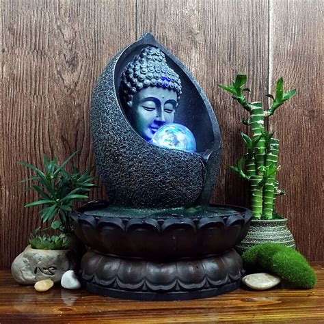 Buddha Tabletop LED Light Water Fountain Indoor Waterfall Color Changing Relax | eBay