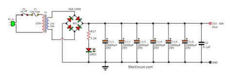 High Current 12V-13.8V at 30A,25A,20A,15A Power Supply - Elec Circuit