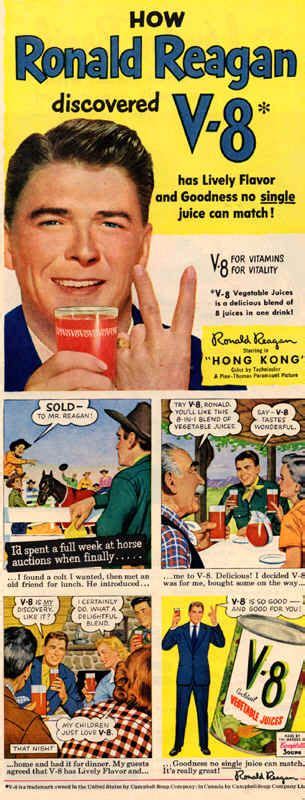 How Ronald Reagan discovered V-8 (1952) | Vintage ads, Old ads, Vintage ...