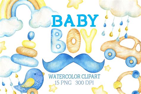 Baby Boy Watercolor Children Newborn Clipart By Illustrator Sabina Z TheHungryJPEG | eduaspirant.com