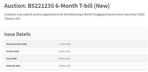 New 6-Month Singapore T-Bill (est. 4.0% Yield) Available on Auction Until 24th November 2022 ...