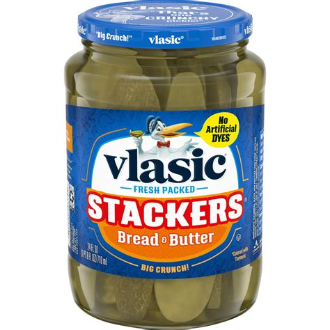 Vlasic Stackers Bread and Butter Pickles, Sweet Pickle Chips, 24 Oz Jar - Walmart.com - Walmart.com