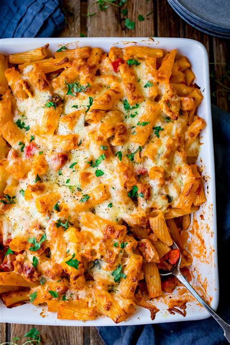 Cheesy Pasta Bake With Chicken And Bacon - Nicky's Kitchen Sanctuary