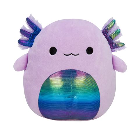 SQK - Little Plush (7.5" Squishmallows) (Monica - Purple Axolotl with Rainbow Gills and Belly ...