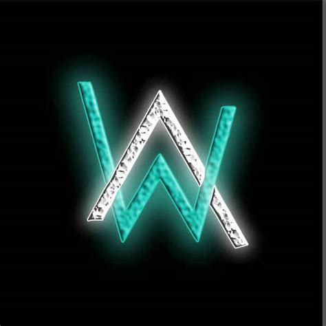 Download Glowing White And Teal Alan Walker Logo Black Background Wallpaper | Wallpapers.com