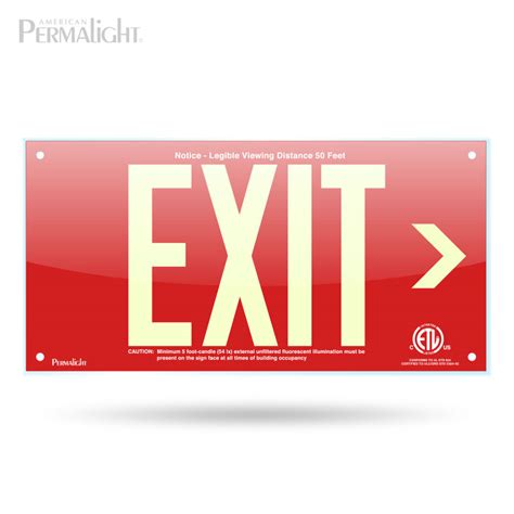 PERMALIGHT® Red Acrylic EXIT Sign, Right Arrow, 7-inch Letters – American PERMALIGHT® | Shop