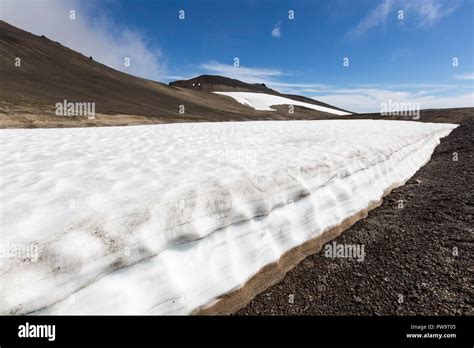 Melting ice inside the stratovolcano crater Snæfellsjökull, Snæfellsnes National Park ...