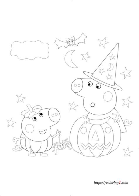 Peppa Pig Halloween Coloring Pages - 2 Free Coloring Sheets (2021 ...