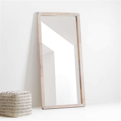 Sune Rectangular Whitewashed Wood Floor Mirror | Crate & Barrel